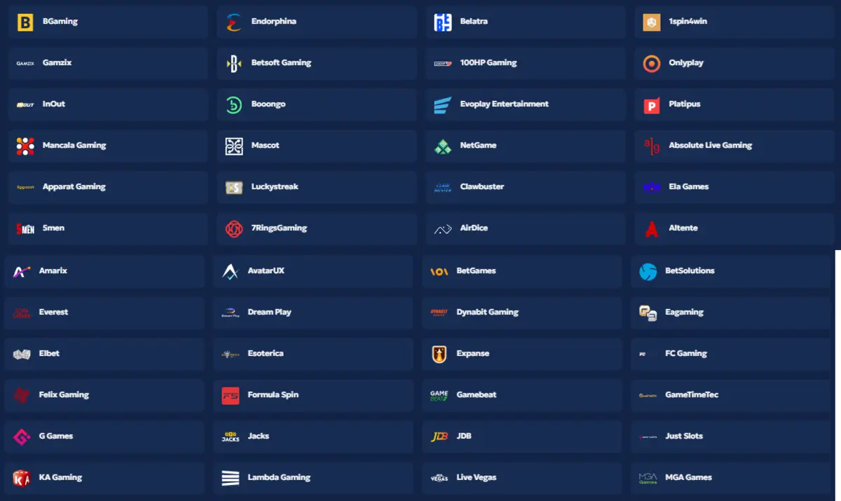 GalleonBet casino provider catalogue